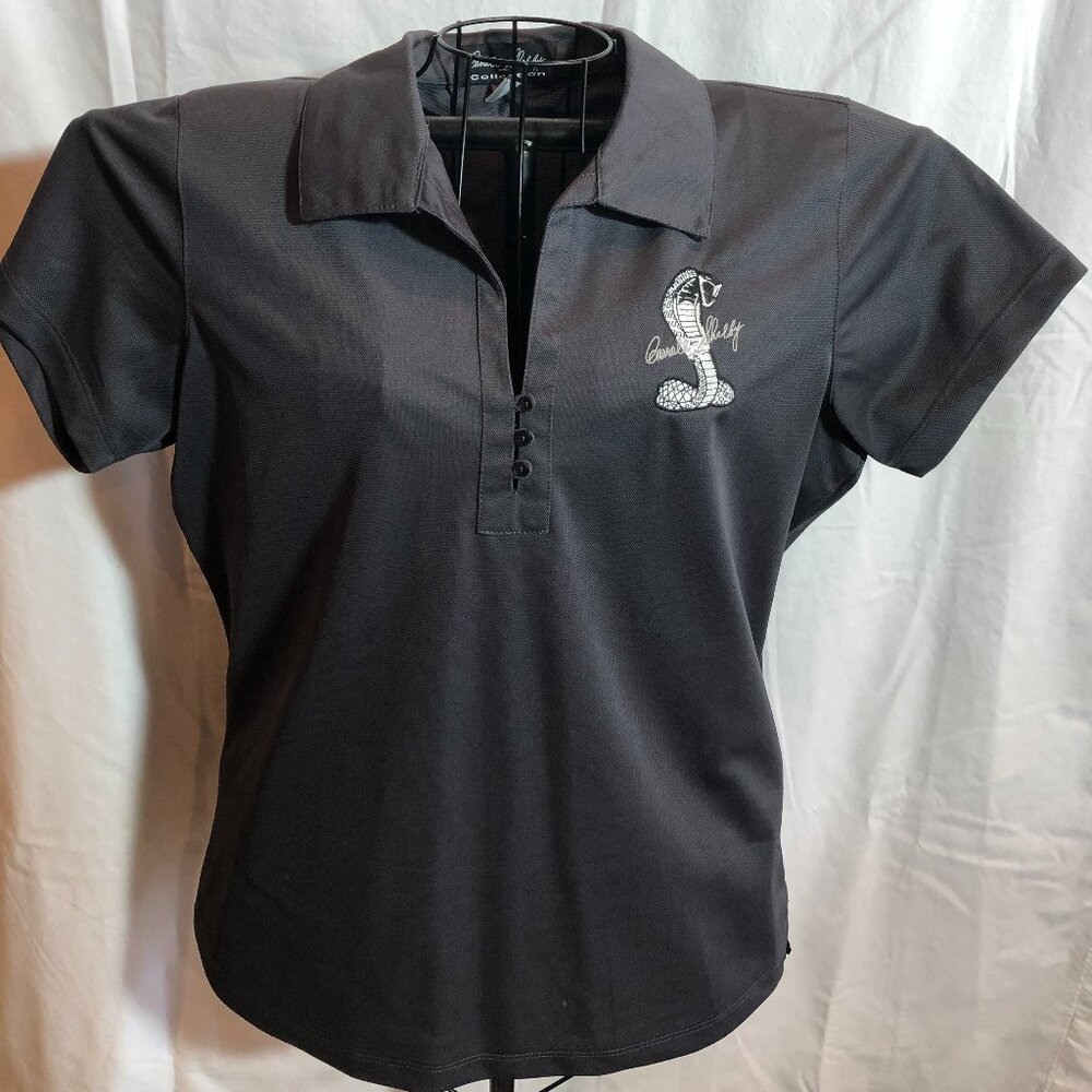 Carroll Shelby Womens LARGE Gray Polo Shirt